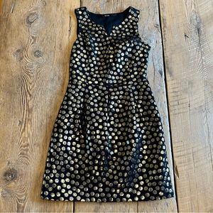 Metallic Gold & Black Polka Dot Party Dress